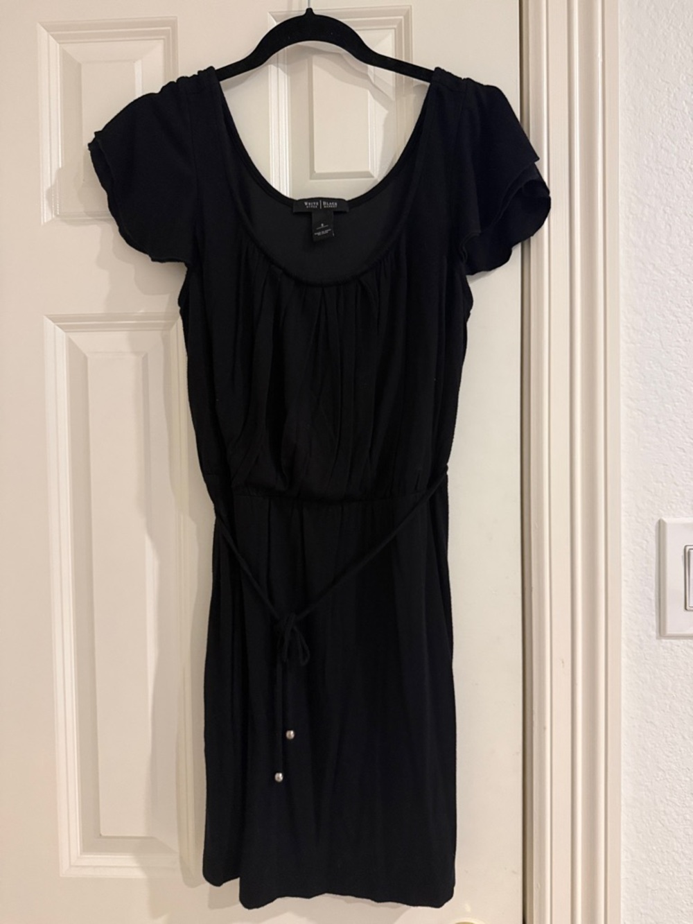 White House Black Market Black Scoop-Neck Tie-Waist Mini Dress
